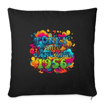 Funky Birthday: Janvier 1956 - Psychadelic - Housse de coussin décorative 45 x 45 cm - noir - Devant