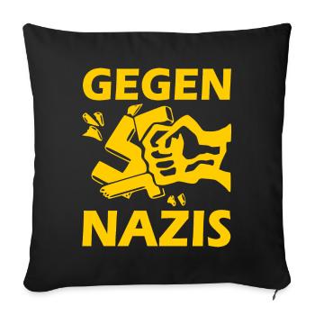 Gegen nazis - Sofakissenbezug 45 x 45 cm - Schwarz - Vorne