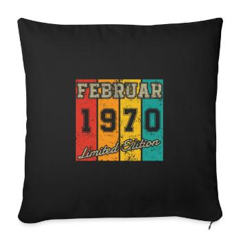 Date de naissance : Février 1970 - Edition Limitée Rétro - Housse de coussin décorative 45 x 45 cm - noir - Devant