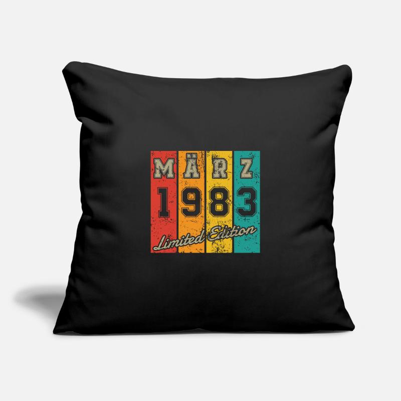 Date de naissance : Mars 1983 - Édition limitée Retro Housse de coussin décorative 45 x 45 cm