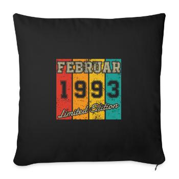 Date de naissance : Février 1993 - Édition limitée Retro - Housse de coussin décorative 45 x 45 cm - noir - Devant