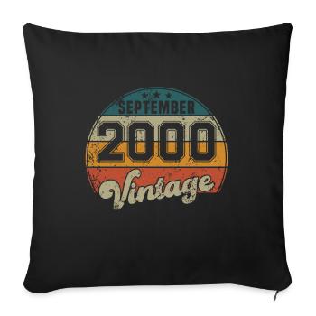 Vintage Geburtstag - September 2000 - Geschenkidee - Sofakissenbezug 45 x 45 cm - Schwarz - Vorne