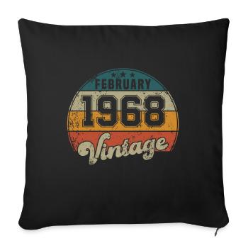 Vintage Geburtstag - Februar 1968 - Geschenkidee - Sofakissenbezug 45 x 45 cm - Schwarz - Vorne