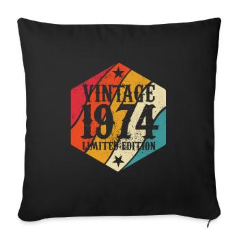 Cadeau d’anniversaire 1974 en édition limitée - Housse de coussin décorative 45 x 45 cm - noir - Devant