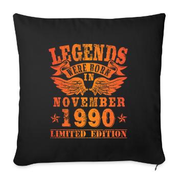 Legends sont nés en Novembre 1990 Anniversaire - Housse de coussin décorative 45 x 45 cm - noir - Devant