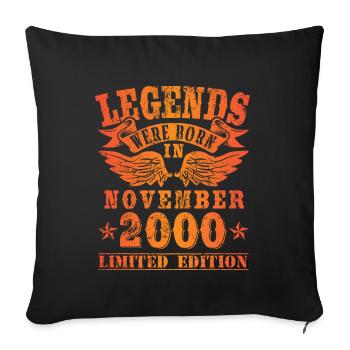 Les légendes sont nées en Novembre 2000 Anniversaire - Housse de coussin décorative 45 x 45 cm - noir - Devant