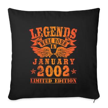 Les légendes sont nées le jour de l'anniversaire de janvier 2002 - Housse de coussin décorative 45 x 45 cm - noir - Devant