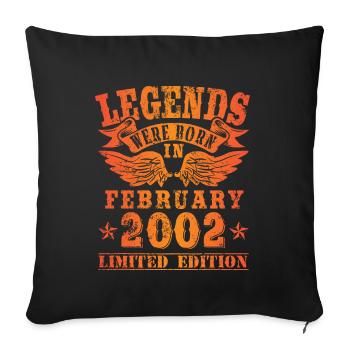 Les légendes sont nées le jour de l'anniversaire de février 2002 - Housse de coussin décorative 45 x 45 cm - noir - Devant
