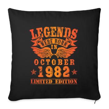 Les légendes sont nées en octobre 1982 Anniversaire - Housse de coussin décorative 45 x 45 cm - noir - Devant
