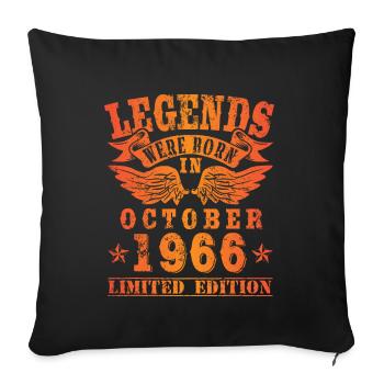 Legends were born in Oktober 1966 Geburtstag - Sofakissenbezug 45 x 45 cm - Schwarz - Vorne