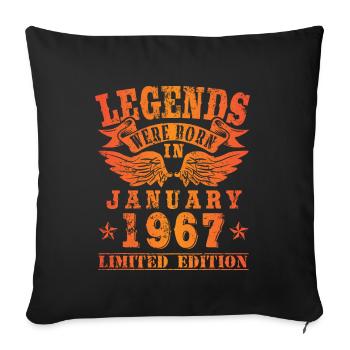 Legends sont nés en Janvier 1967 Anniversaire - Housse de coussin décorative 45 x 45 cm - noir - Devant