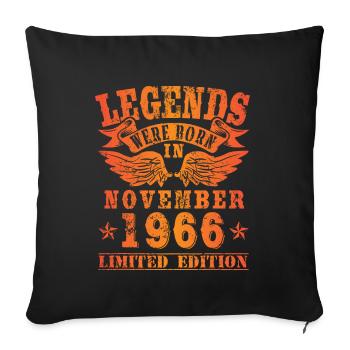Legends were born in November 1966 Geburtstag - Sofakissenbezug 45 x 45 cm - Schwarz - Vorne