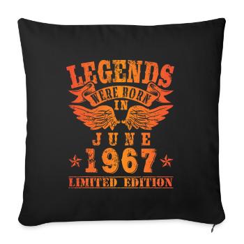 Legends sont nés en juin 1967 Anniversaire - Housse de coussin décorative 45 x 45 cm - noir - Devant