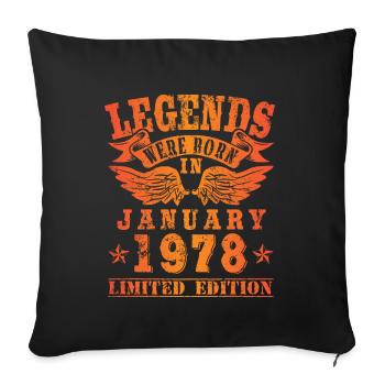 Legends sont nés en Janvier 1978 Anniversaire - Housse de coussin décorative 45 x 45 cm - noir - Devant