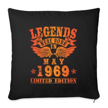 Legends were born in Mai 1969 Geburtstag - Sofakissenbezug 45 x 45 cm - Schwarz - Vorne