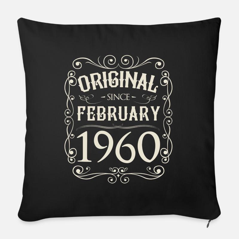 Vintage - Original since Februar 1960 Geburtstag - Sofakissenbezug 45 x 45 cm - Schwarz