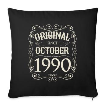 Millésime - Original depuis octobre 1990 Anniversaire - Housse de coussin décorative 45 x 45 cm - noir - Devant