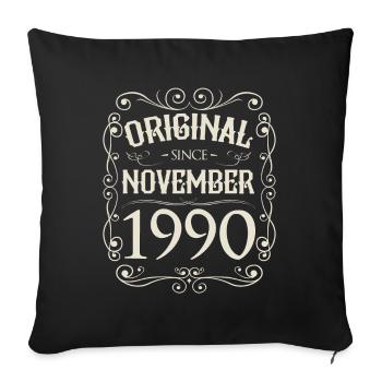 Vintage - Original depuis novembre 1990 Anniversaire - Housse de coussin décorative 45 x 45 cm - noir - Devant