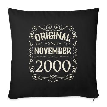 Millésime - Original depuis novembre 2000 Anniversaire - Housse de coussin décorative 45 x 45 cm - noir - Devant