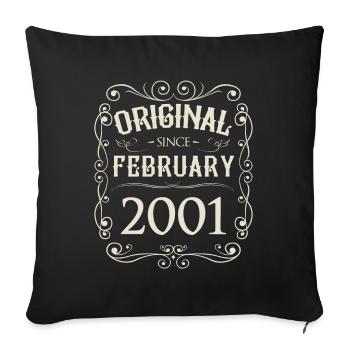 Millésime - Original depuis février 2001 Anniversaire - Housse de coussin décorative 45 x 45 cm - noir - Devant