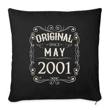 Vintage - Original depuis mai 2001 Anniversaire - Housse de coussin décorative 45 x 45 cm - noir - Devant