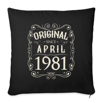 Millésime - Original depuis avril 1981 Anniversaire - Housse de coussin décorative 45 x 45 cm - noir - Devant