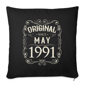 Vintage - Original depuis mai 1991 Anniversaire - Housse de coussin décorative 45 x 45 cm - noir - Devant