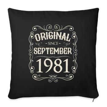 Vintage - Original depuis septembre 1981 Anniversaire - Housse de coussin décorative 45 x 45 cm - noir - Devant
