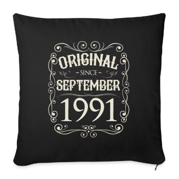 Vintage - Original depuis septembre 1991 Anniversaire - Housse de coussin décorative 45 x 45 cm - noir - Devant