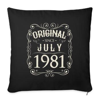 Millésime - Original depuis juillet 1981 Anniversaire - Housse de coussin décorative 45 x 45 cm - noir - Devant