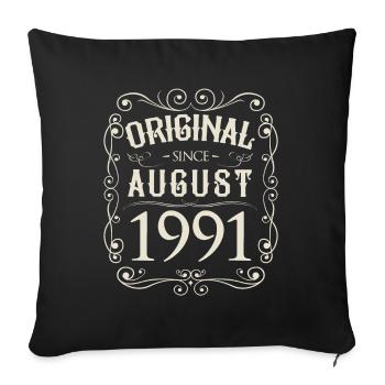 Vintage - Original depuis août 1991 Anniversaire - Housse de coussin décorative 45 x 45 cm - noir - Devant