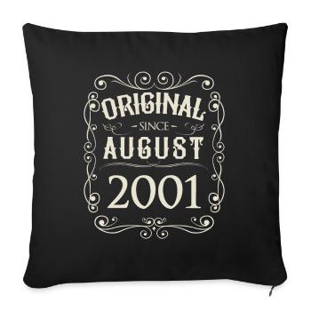 Vintage - Original depuis août 2001 Anniversaire - Housse de coussin décorative 45 x 45 cm - noir - Devant