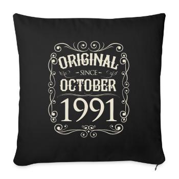 Vintage - Original depuis octobre 1991 Anniversaire - Housse de coussin décorative 45 x 45 cm - noir - Devant