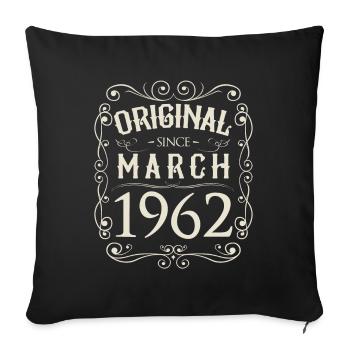 Vintage - Original depuis mars 1962 Anniversaire - Housse de coussin décorative 45 x 45 cm - noir - Devant