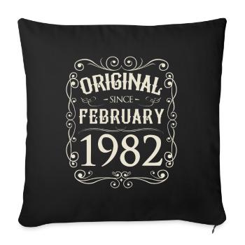 Vintage - Original depuis février 1982 Anniversaire - Housse de coussin décorative 45 x 45 cm - noir - Devant
