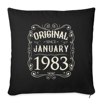 Millésime - Original depuis janvier 1983 Anniversaire - Housse de coussin décorative 45 x 45 cm - noir - Devant
