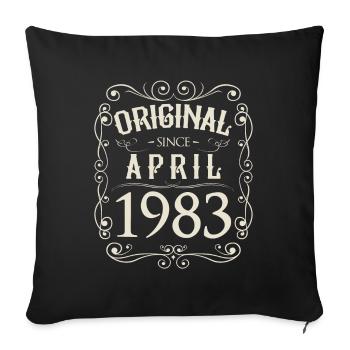Vintage - Original depuis avril 1983 Anniversaire - Housse de coussin décorative 45 x 45 cm - noir - Devant