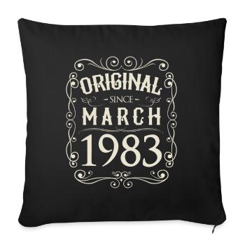 Vintage - Original depuis mars 1983 Anniversaire - Housse de coussin décorative 45 x 45 cm - noir - Devant