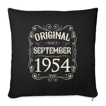 Vintage - Original depuis l'anniversaire de septembre 1954 - Housse de coussin décorative 45 x 45 cm - noir - Devant