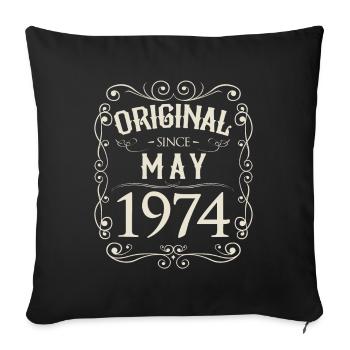 Vintage - Original depuis l'anniversaire de mai 1974 - Housse de coussin décorative 45 x 45 cm - noir - Devant