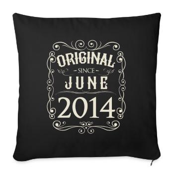Vintage - Original depuis l'anniversaire de juin 2014 - Housse de coussin décorative 45 x 45 cm - noir - Devant