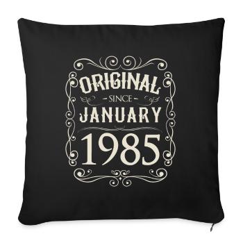 Vintage - Original depuis l'anniversaire de janvier 1985 - Housse de coussin décorative 45 x 45 cm - noir - Devant
