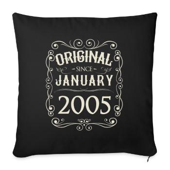 Vintage - Original depuis l'anniversaire de janvier 2005 - Housse de coussin décorative 45 x 45 cm - noir - Devant