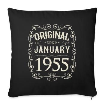Vintage - Original depuis l'anniversaire de janvier 1955 - Housse de coussin décorative 45 x 45 cm - noir - Devant