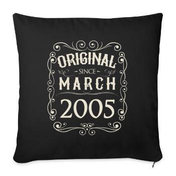 Vintage - Original depuis l'anniversaire de mars 2005 - Housse de coussin décorative 45 x 45 cm - noir - Devant