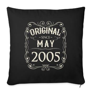 Vintage - Original depuis l'anniversaire de mai 2005 - Housse de coussin décorative 45 x 45 cm - noir - Devant