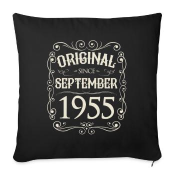 Millésime - Original depuis septembre 1955 Anniversaire - Housse de coussin décorative 45 x 45 cm - noir - Devant