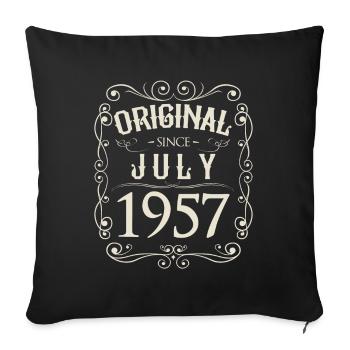 Vintage - Original depuis l'anniversaire de juillet 1957 - Housse de coussin décorative 45 x 45 cm - noir - Devant