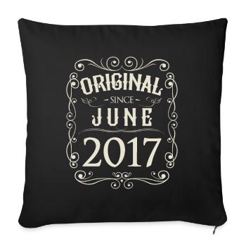 Vintage - Original depuis l'anniversaire de juin 2017 - Housse de coussin décorative 45 x 45 cm - noir - Devant