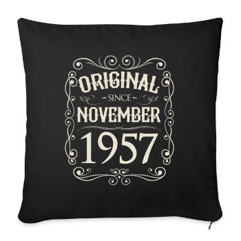 Vintage - Original depuis l'anniversaire de novembre 1957 - Housse de coussin décorative 45 x 45 cm - noir - Devant